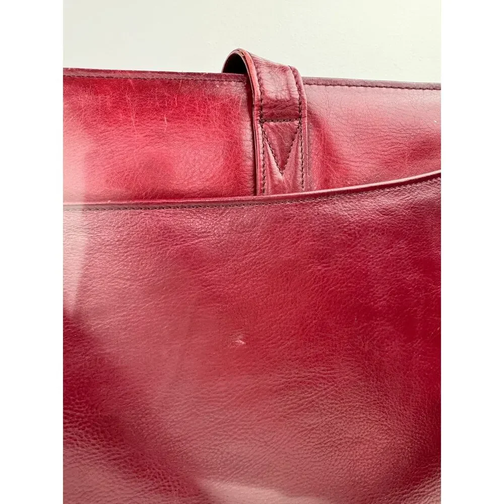 Vintage Scully Unisex Burgundy Red Leather Laptop Work Bag Briefcase Strap VTG